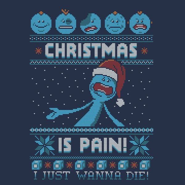 Rick and Morty Kerstmis Mr Meeseeks Pain Dames T-Shirt - Navy - M
