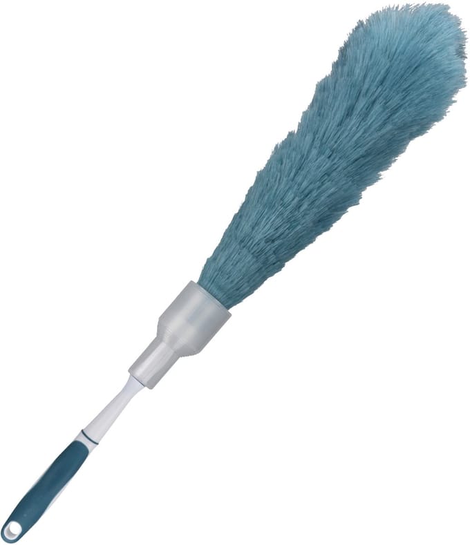 Plumeau/duster - synthetisch - blauw - 62 cm - Stoffer/ragebol/spinnenrager