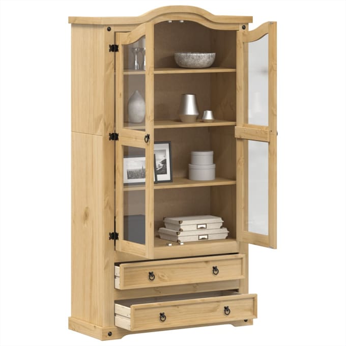 vidaXL - Vitrinekast - Corona - 99x43x187 - cm - massief - grenenhout