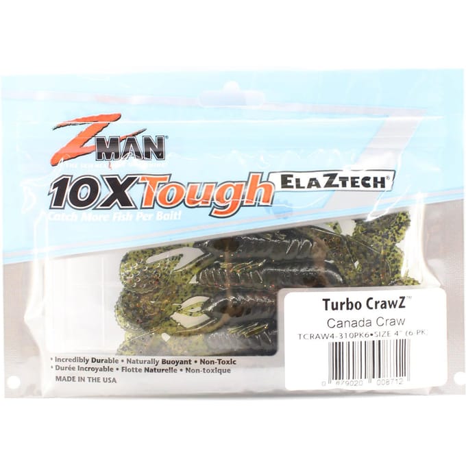 Zman Soft Lure Turbo CrawZ 4 Inch 6/Pack Canada Craw (8712) white