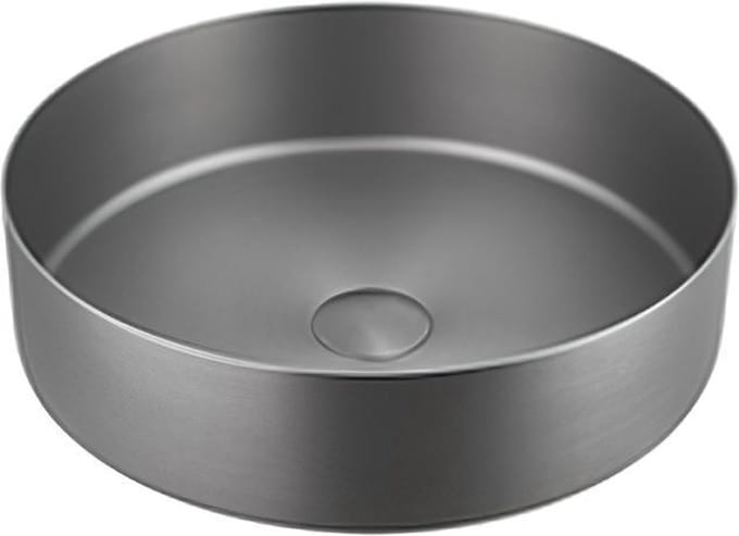 Waskom staal geborsteld rond gun metal, incl. clickwaste