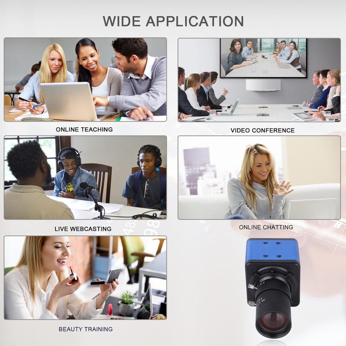 Aibecy 1080P HD Camera Computer Camera Webcam 2 Megapixels 10X Optische Zoom 80 Graden Groothoek Without Holder blauw