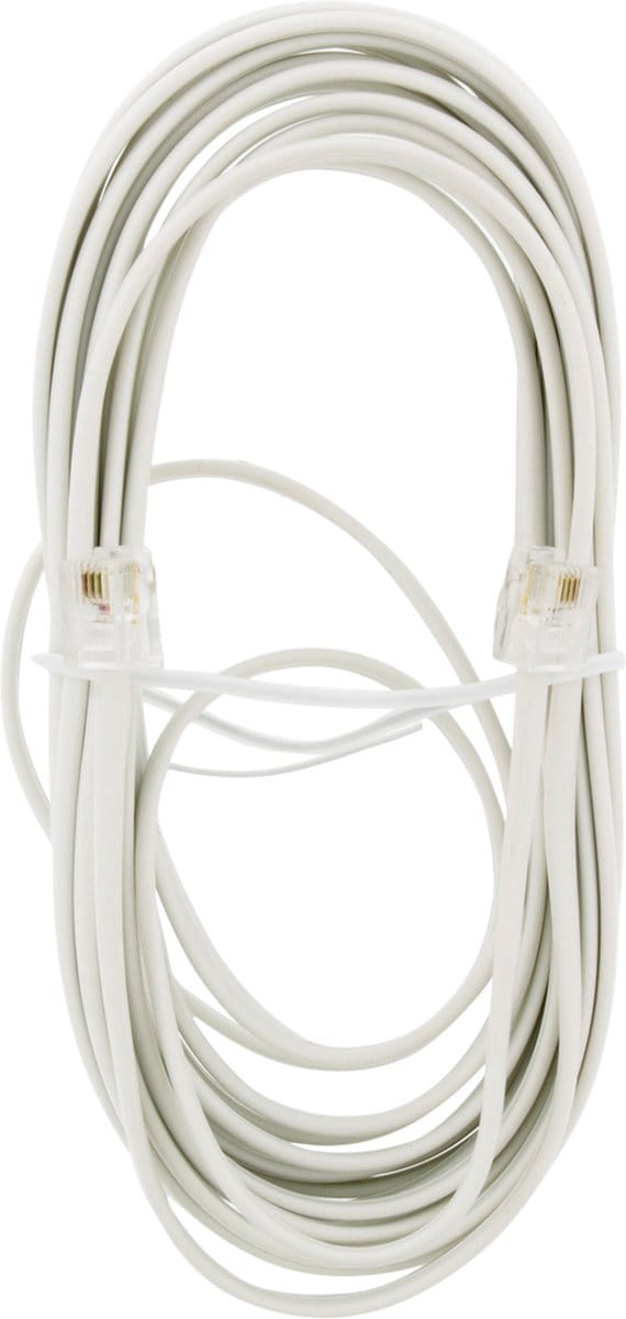 Q-Link telefoon aansluitsnoer modulair 2RJ11 plug 5 meter wit
