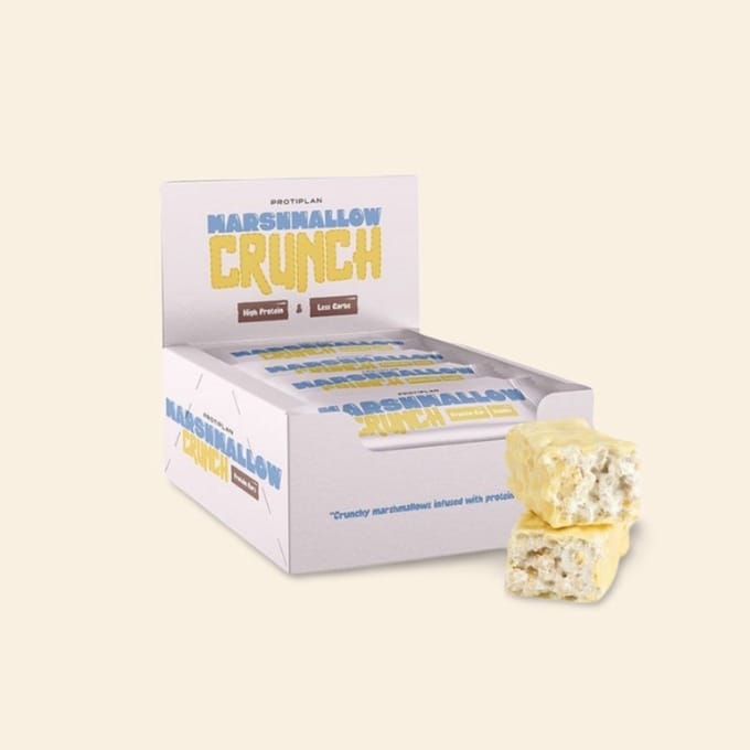 Protiplan - Marshmallow Crunch Protein Bars Vanilla - 12 repen - Low Sugar - Low Carb Snack - Eiwitrepen