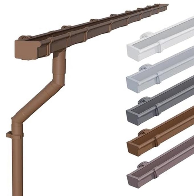Dakgootset voor tuinhuis 68mm 4m Bruin