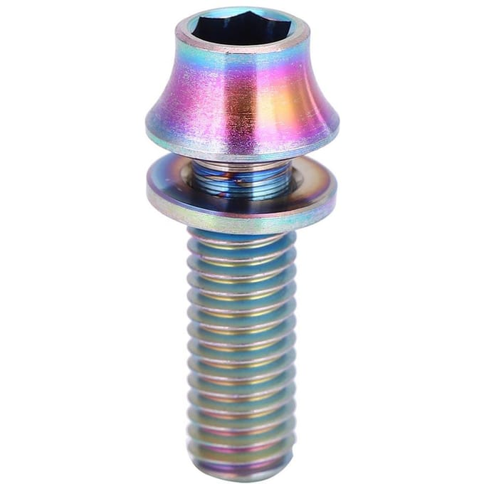 Fiets Titaniumlegering Waterfleshouder Schroefbout M5x12/16mm met Ring (Regenboog M5x16) gray