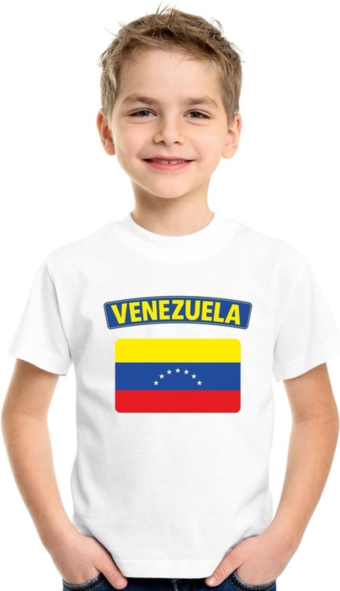 Venezuela t-shirt met Venezolaanse vlag wit kinderen 146/152