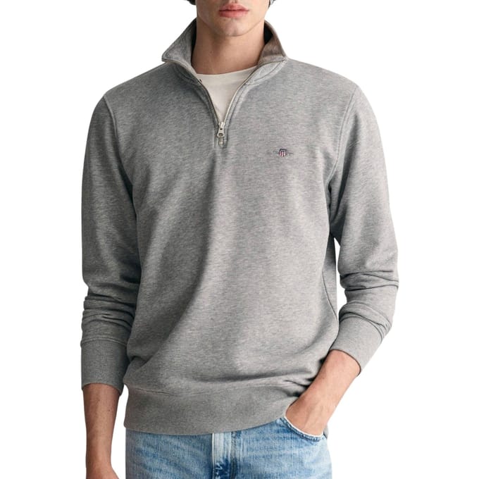 Gant Trui Shield Half-Zip Sweat Grijs Melange / male