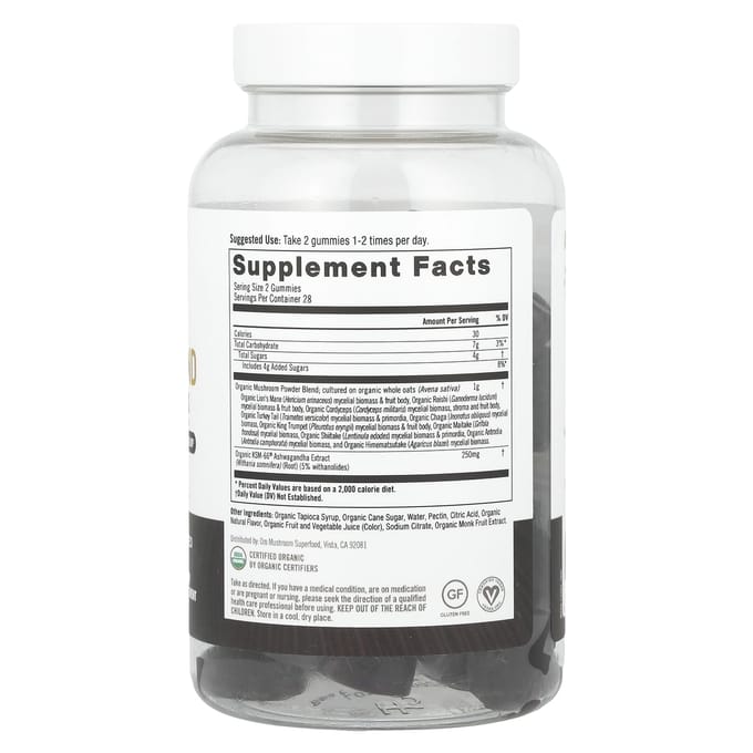 Master Blend Paddenstoel Gummies, Gemengde Bes, Vegan Gummies 56 Stuks