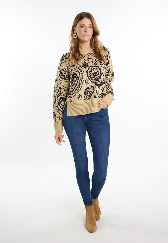 usha Gebreide trui Dames beige