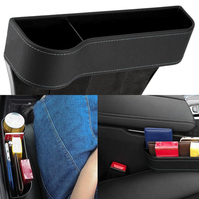 Autostoel Kussengat Organizer Opbergdoos Hoesje Telefoon Sleutel Bekerhouder black
