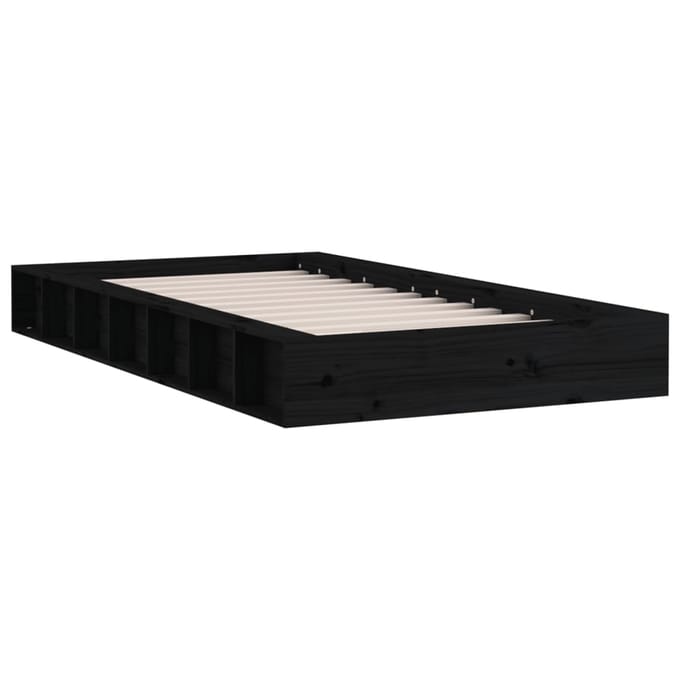 vidaXL - Bedframe - massief - hout - zwart - 75x190 - cm