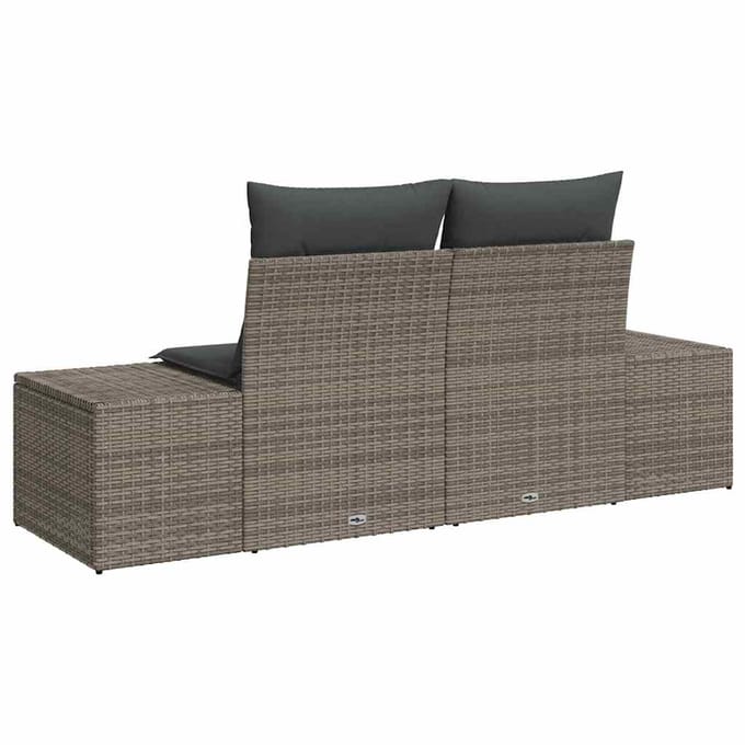 vidaXL - Tuin - Sofa - met - kussen - Grijs - 184 - x - 62 - x - 69 - cm - poly - rattan