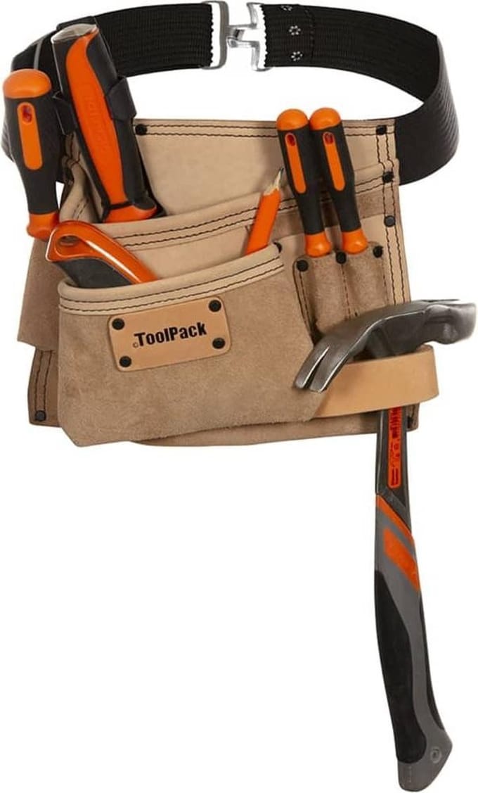 Toolpack-Gereedschapsriem-professioneel-enkele-buidel-Elite-beige
