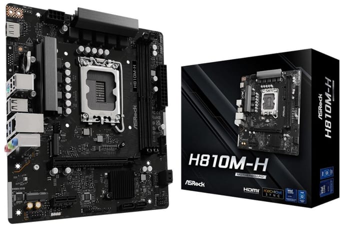 ASRock H810M‑H – Micro‑ATX Moederbord – Intel H810 – DDR5 – PCIe 4.0 – 4× SATA3 – Gigabit LAN