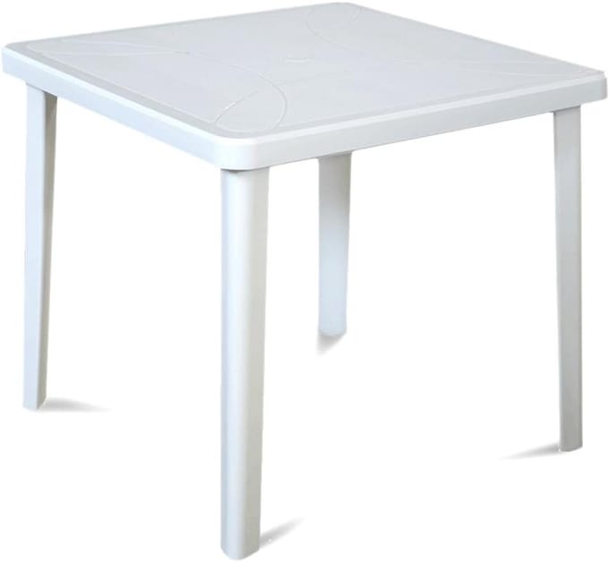Tafel Neptuno - Eettafel Tuin - Buiten Eten - Stevig Metalen Frame - 80 x 80 x 72 cm - Wit