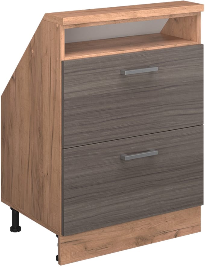 Vicco Rion Kast voor schuine wand – met 2 laden Edel grijs/gouden eik