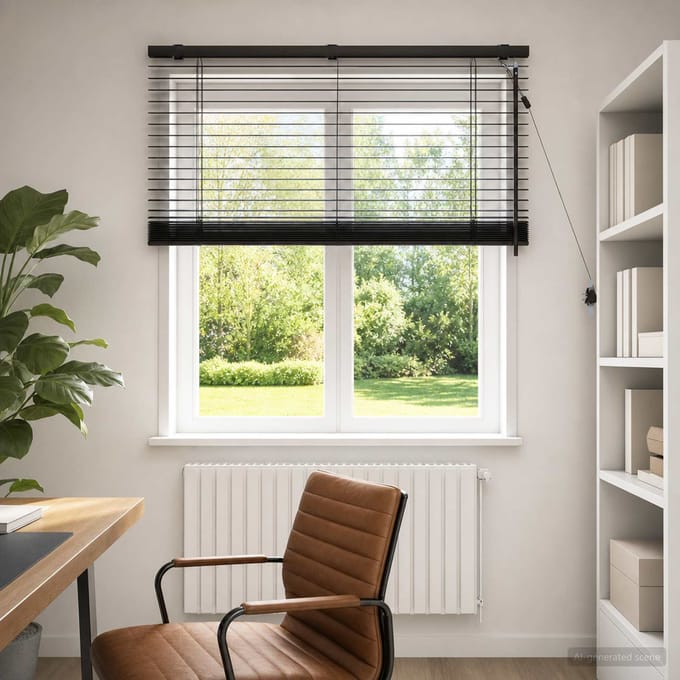 vidaXL - Venetiaanse - jaloezie - Donkerbruin - 110 - x - 130 - cm - 35 - mm