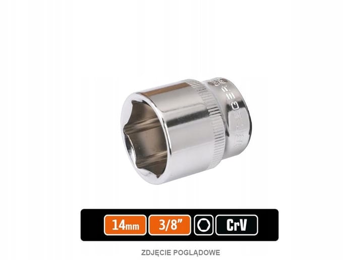 Dopsleutel 3/8" 14 mm zeskant CRV staal