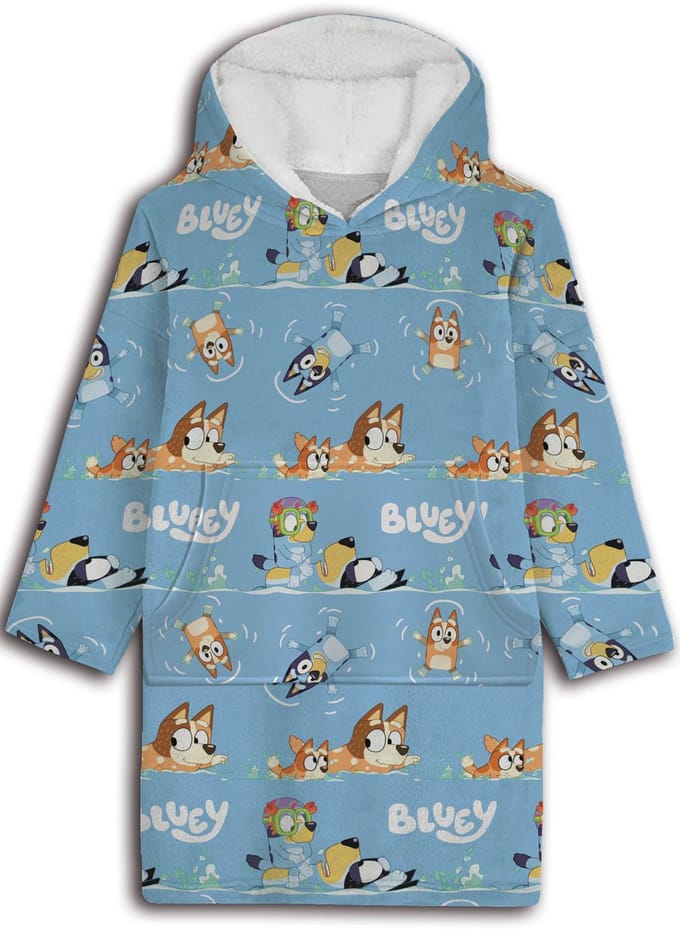 Bluey Poncho - maat kind - Sweatstof