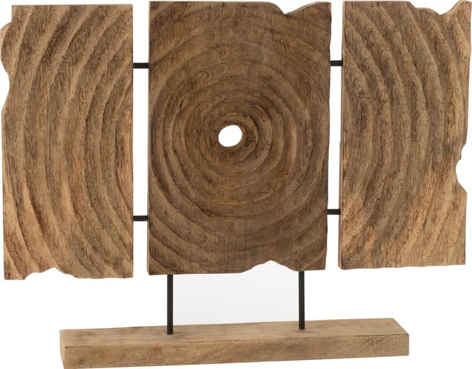J-Line decoratie Triptiek Gekerfd Op Voet - hout - naturel