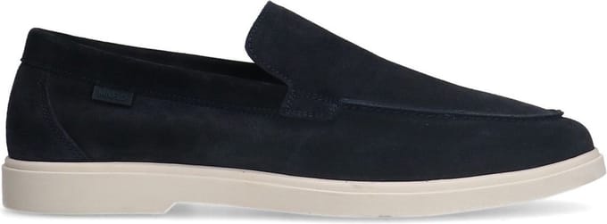Manfield - Heren - Donkerblauwe suède loafers - Maat 43