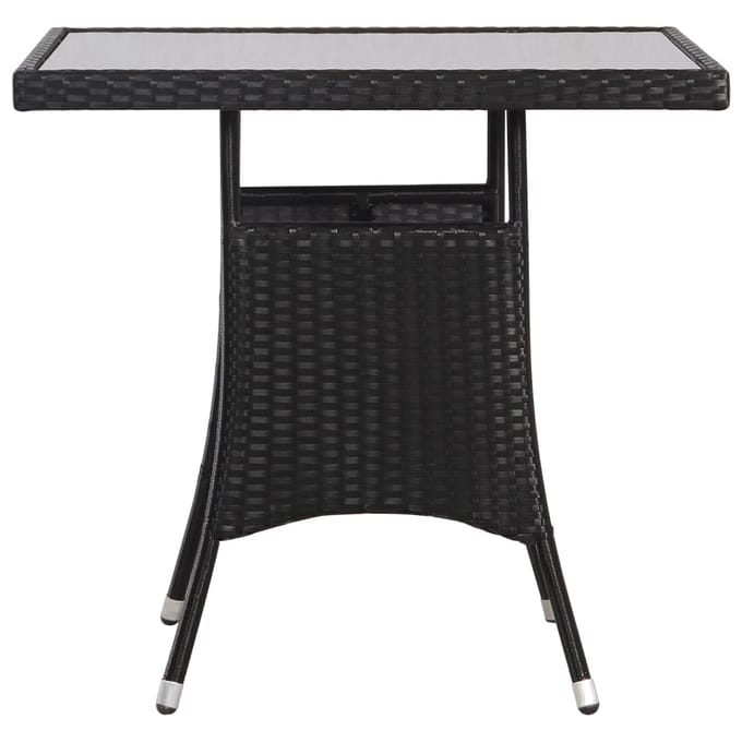 vidaXL - Tuintafel - 80x80x74 - cm - poly - rattan - zwart