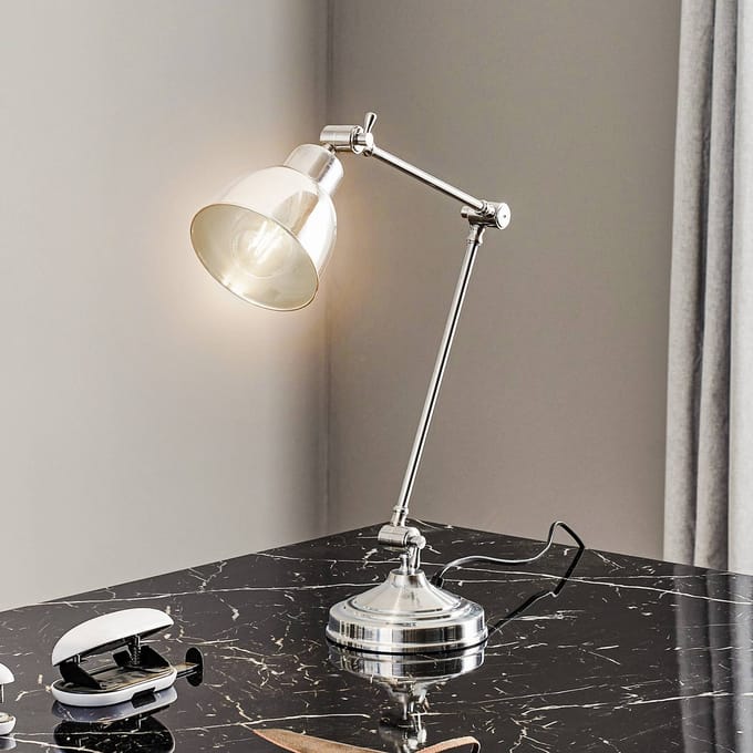 Argon Tafellamp Emoti, chroomkleurig, 45 cm hoog, verstelbaar