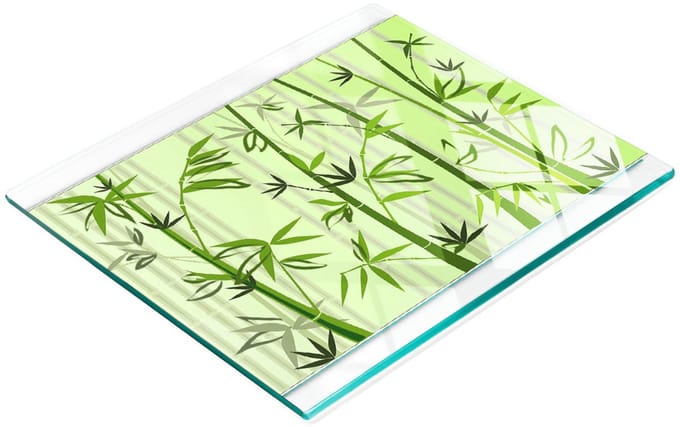 Decoratieve snij- en serveerplank van glas en bamboe, 60x52 cm