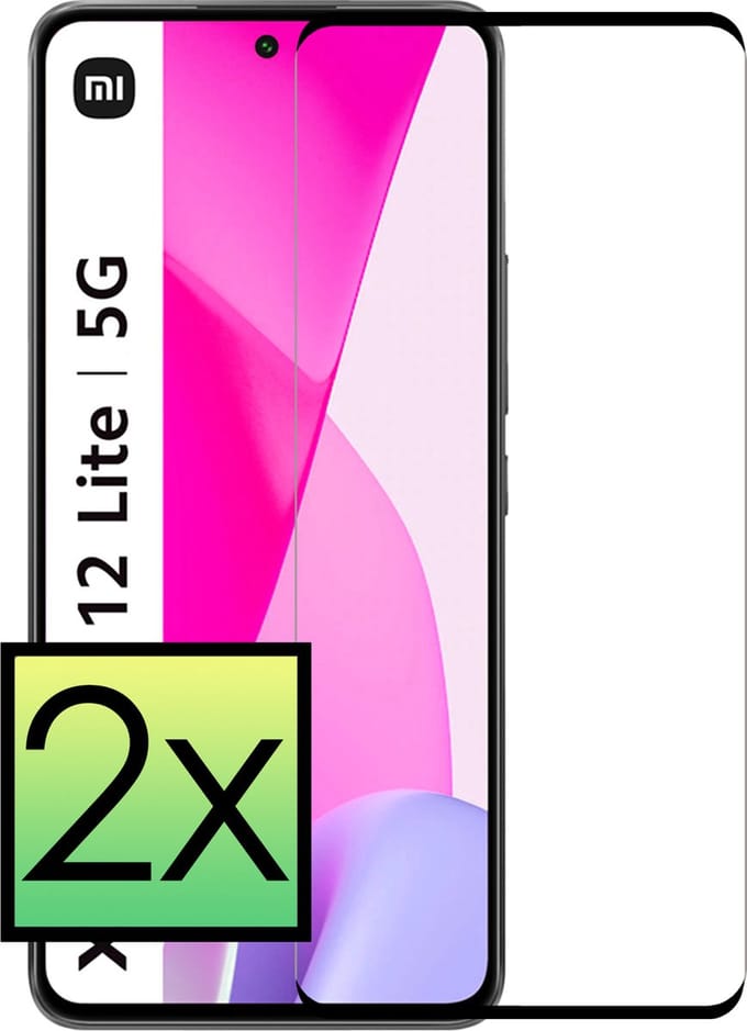 Screenprotector - 2 Stuks - Geschikt voor Xiaomi 12 Lite - Full Cover - Beschermglas - Gehard Glas - Tempered Glass - Screen Protector