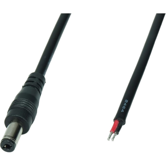 POS DC-voedingskabel 2,1/5,5 mm stekker, 0,25 m