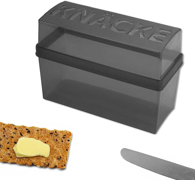 Knäckebröd Opbergbox - Broodtrommel Snacks - Vers Houden - Luchtdichte Clipsluiting - 20cm Breed - Zwart