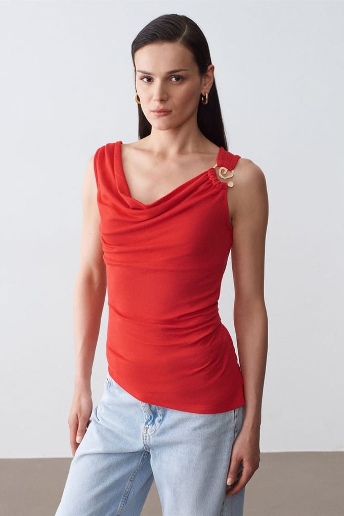 Mouwloos Cowl Neck Shell Top