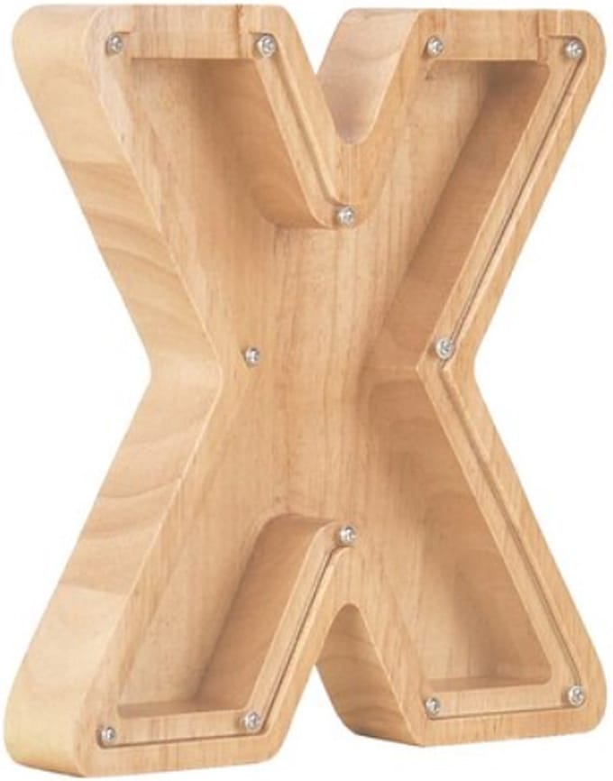 Houten spaarpot - Letter - Spaarpot - sparen - hout - letter X
