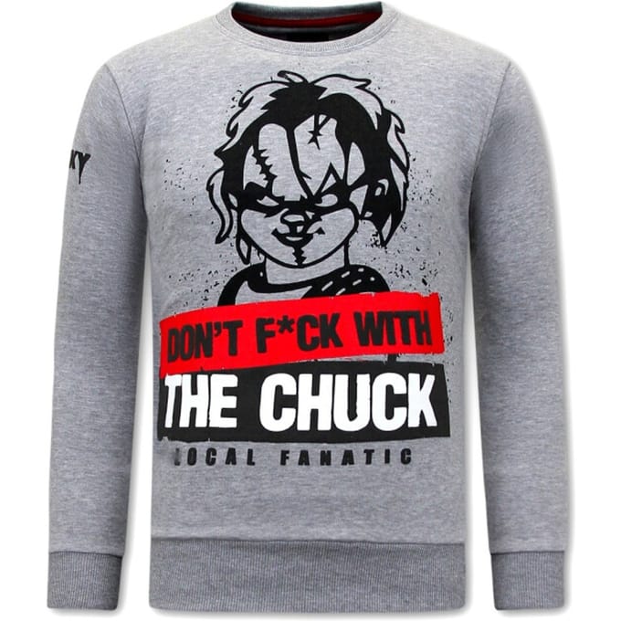 Heren Sweater met Print - Chucky - Grijs