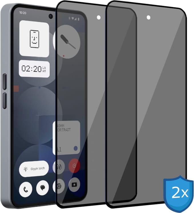 ChiGuard Privacy Screenprotector 2x geschikt voor Nothing Phone (3a) - Screenprotector - Beschermglas - Privé GuardCover