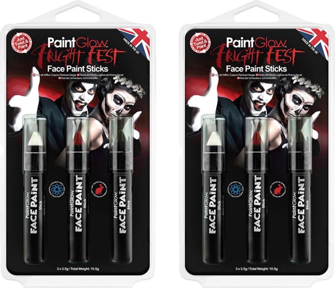 Paint Glow Schmink/make up stiften - 2x - 3 kleuren - voor gezicht/lichaam