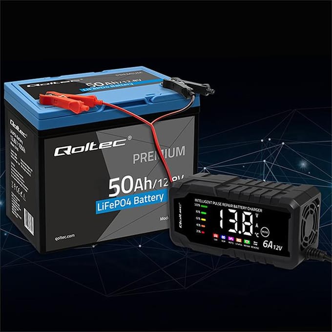 Qoltec Accu Lifepo4 Lithium-IJzer-Fosfaat | 12.8V | 50Ah | 640Wh| Bms