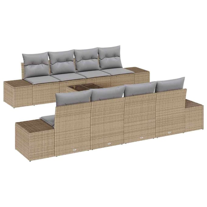 vidaXL Tuin Sofa Set 7 st Beige en Licht Grijs poly rattan