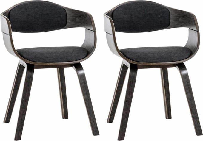 CLP Kingston Set van 2 eetkamerstoelen - Met armleuning - Stof - grijs/donkergrijs grijs