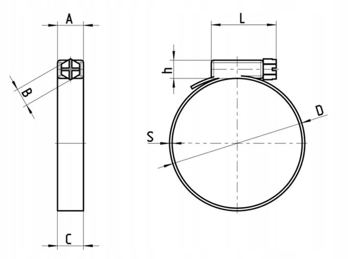 Slangklem W2 32-50 mm, 9 mm breed, ISO 9002