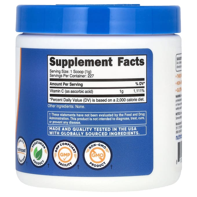 Nutricost, Vitamine C, Sans Saveur, 227g (8,1 oz)