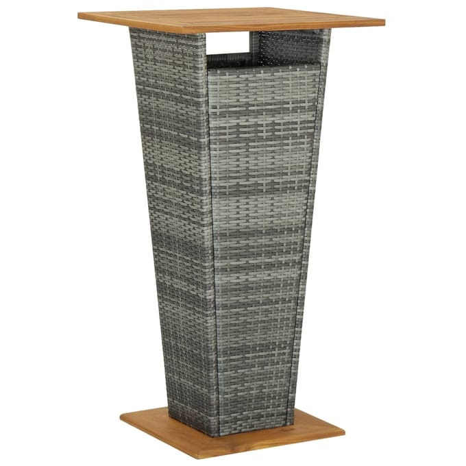 vidaXL - Bartafel - 60x60x110 - cm - poly - rattan - en - massief - acaciahout - grijs