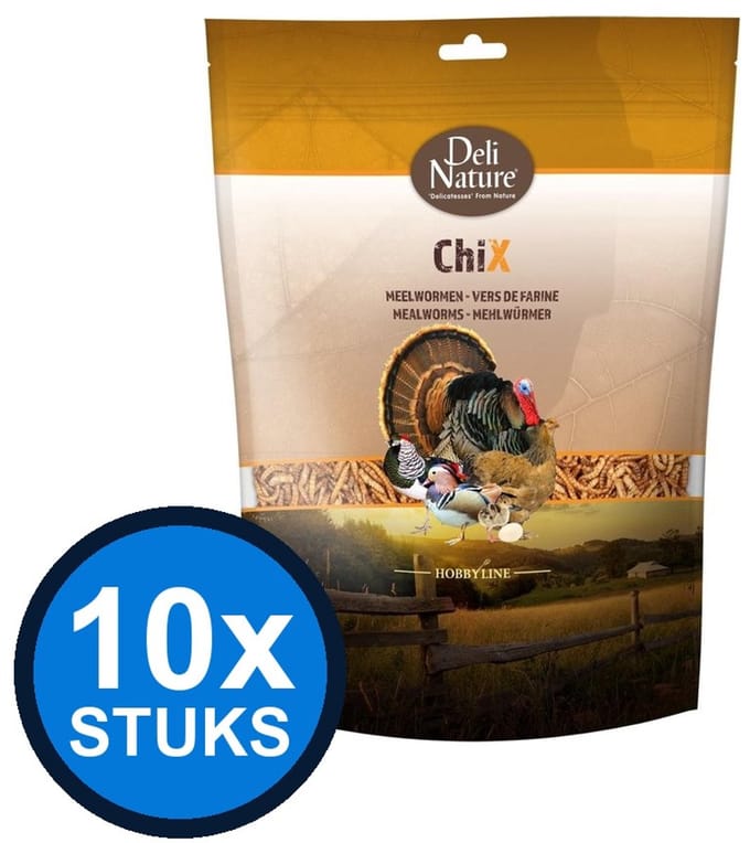 10x Deli Nature - ChiX meelwormen 500gr - Kippenvoer - 500 g
