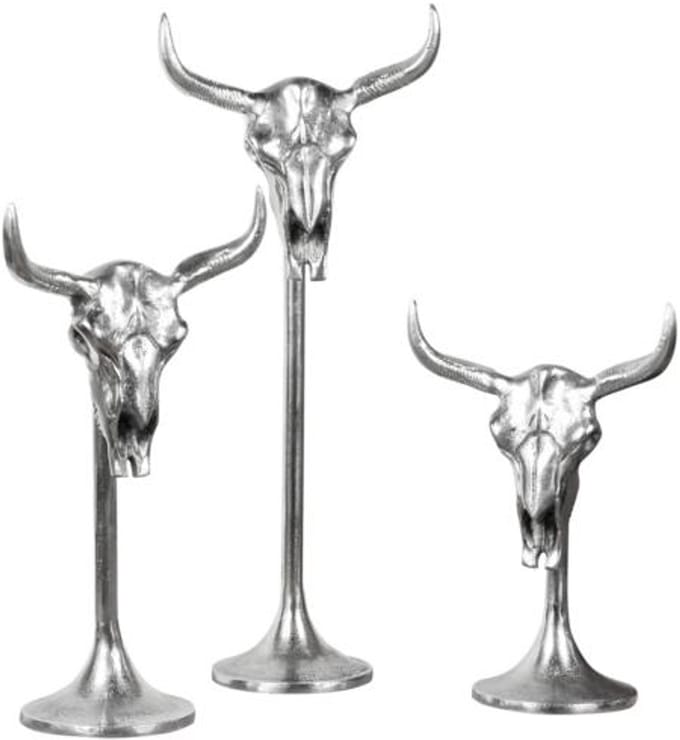 Michael Noll - Schedel stier op standaard - Aluminium - Maat S