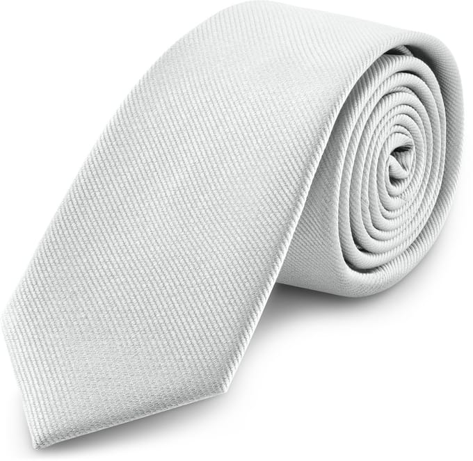 Zilverkleurige Grosgrain Stropdas van 8 cm