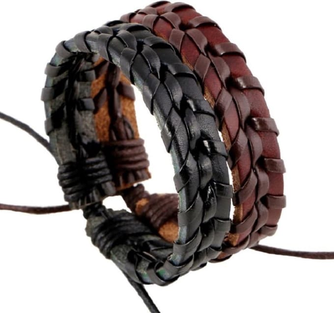 Fako Bijoux® - Leren Armband - Leder - Twister - Set
