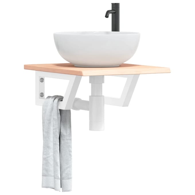 vidaXL - Badkamer - wandschap - staal - en - massief - eikenhout