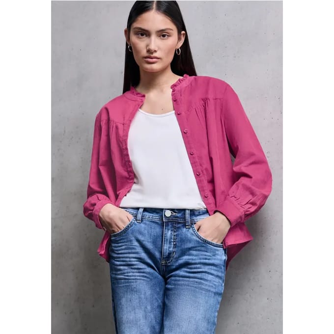Corduroy blouse met ruches