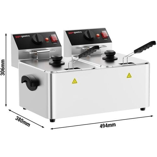 GGM Gastro Elektro Doppelfritteuse - 4+4 Liter - 5 kW Zilver
